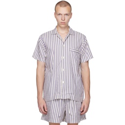 White Striped Pyjama Shirt 222482M218006