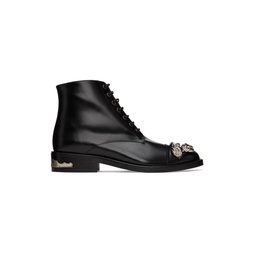 Black Embellished Ankle Boots 222492F113016