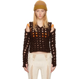 SSENSE Exclusive Brown Fatcable Sweater 222541F096014