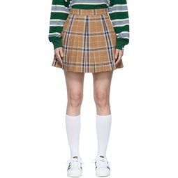 Brown Polyester Mini Skirt 222546F090001