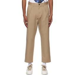 Beige One Point Trousers 222546M191006