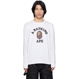 White College Long Sleeve T Shirt 222546M213129