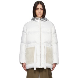 White Quilted Down Jacket 222594F061043