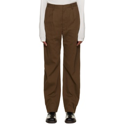 Brown Pleated Trousers 222646F087003