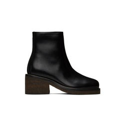 Black Piped Ankle Boots 222646F113000
