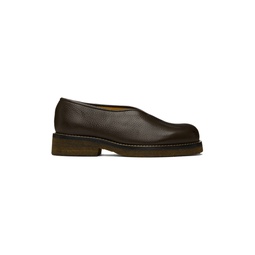 Brown Piped Loafers 222646F121001
