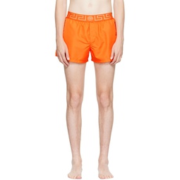 Orange Greca Swim Shorts 222653M208022