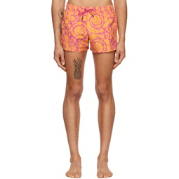 Orange   Purple Barocco Swim Shorts 222653M208033