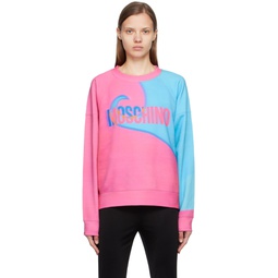 Pink   Blue Projection Print Sweatshirt 222720F098000