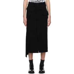 Black Sundried Washer Maxi Skirt 222731F093001