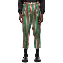 Green Striped Trousers 222745M191003