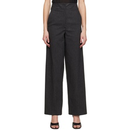 Gray Curved Stitched Trousers 222790F087001