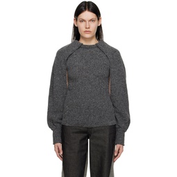 Gray Cut Out Sweater 222790F096001