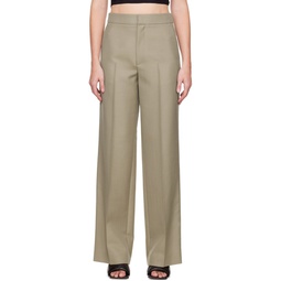 Taupe Wide Leg Trousers 222808F087003