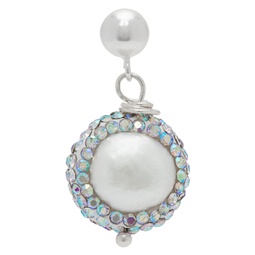 Silver Diamond Pearl Drop Earring 222870M144006