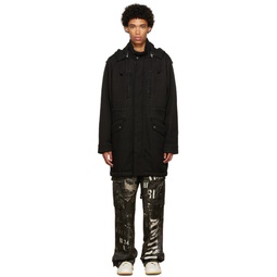 Black Quilted Fishtail Parka 222886M176001