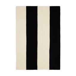 Black   Off White Striped Scarf 222936M150003