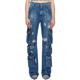 Blue Distressed Jeans 231003F069003