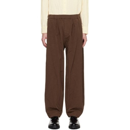Brown Pleat Trousers 231007M191000