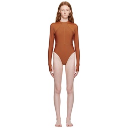 Orange High Cut One Piece Swimsuit 231011F103003