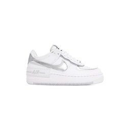 White   Silver Air Force 1 Shadow Sneakers 231011F128005