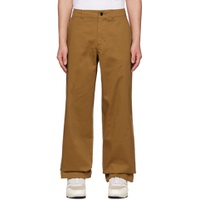Tan Embroidered Trousers 231011M190047