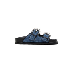 Blue Denim Monogram Sandals 231020F124001
