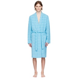 Blue Jacquard Robe 231020M219001