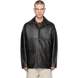 Black James Leather Jacket 231021M181000