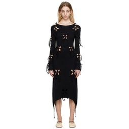 Black Petal Midi Dress 231023F054002