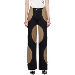 Black   Brown Oval Trousers 231023F087001