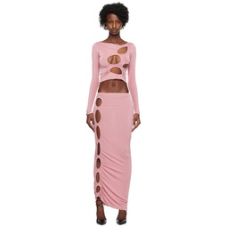 SSENSE Exclusive Pink Long Sleeve T Shirt   Midi Skirt Set 231034F054009