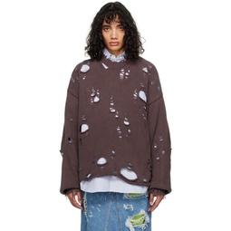Brown Destroyed Sweater 231038F096000