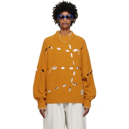 Yellow Perforated Sweater 231039F100003