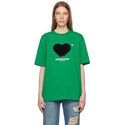 Green Flocked T Shirt 231039F110025
