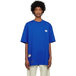 Blue Cutout T Shirt 231039F110028