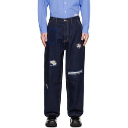Navy Embroidered Jeans 231039M186006
