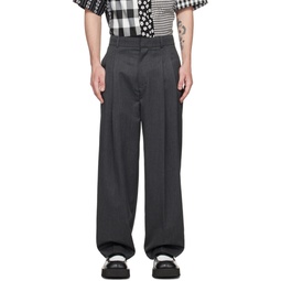 Gray Pleated Trousers 231039M191001