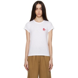 White Embroidered T Shirt 231055F110011