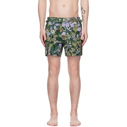 Green Floral Swim Shorts 231076M208001