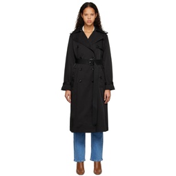 Black Double Breasted Trench Coat 231085F067000