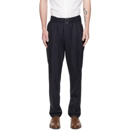 Navy Relaxed Fit Trousers 231085M191048
