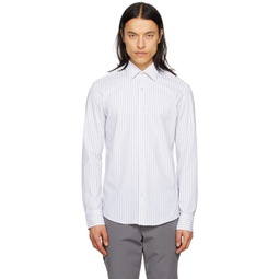 White   Gray Striped Shirt 231085M192033