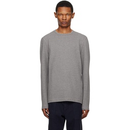 Gray Slim Fit Long Sleeve T Shirt 231085M204027