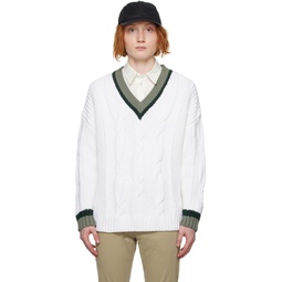 White V Neck Sweater 231085M206002