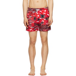 Red Graphic Swim Shorts 231085M208019
