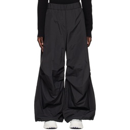 Black Gathered Trousers 231111M191010