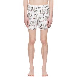White Printed Swim Shorts 231111M208007