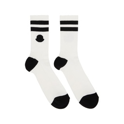 White   Black Striped Socks 231111M220000