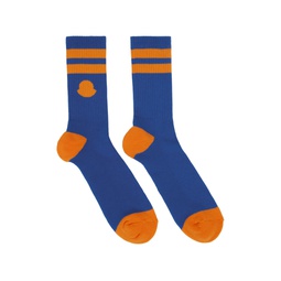 Blue   Orange Striped Socks 231111M220001